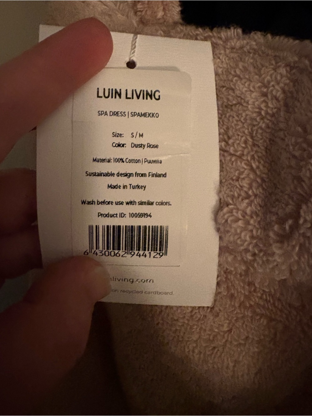 Dusty Rose Plush Dress-Luin Living Spa Dress - Picture 6 of 6
